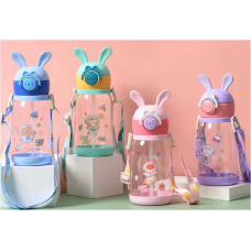 Пляшка для води C 59513 (80) 4 кольори, 500 мл, пластикова, трубочка, ремінець, в пакеті, ВИДАЄТЬСЯ ТІЛЬКИ МІКС ВИДІВ