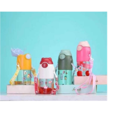 Пляшка для води C 59540 (70) 4 кольори, пластикова, наліпки, трубочка, ремінець, пластикова застібка, в пакеті, ВИДАЄТЬСЯ ТІЛЬКИ МІКС ВИДІВ