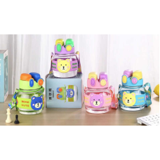 Пляшка для води C 69364 (40) 1000 мл, пластикова, ремінець, трубочка, шийка, в пакеті, ВИДАЄТЬСЯ ТІЛЬКИ МІКС ВИДІВ