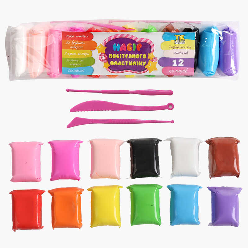 Повітряний пластилін C 73369 (200) “TK Group“, ЦІНА ЗА 12 ШТУК В УПАКОВЦІ, стеки, в пакеті