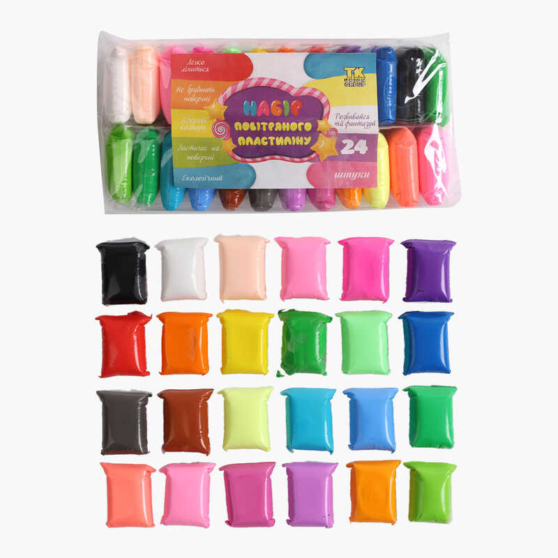 Повітряний пластилін C 73370 (100) “TK Group“, ЦІНА ЗА 24 ШТУКИ В УПАКОВЦІ, стеки, в пакеті