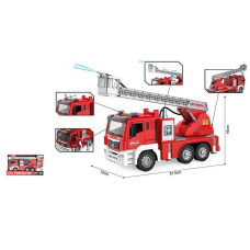 Пожежна машина WY 1125 A (18) світло, звук, 1:10, шланг та помпова подача води, висувна стріла, платформа обертається на 360°, інерція, в коробці