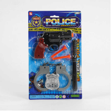 Поліцейський набір 2323-14 (168/2) револьвер, патрони, наручники, палиця, значок, на листі