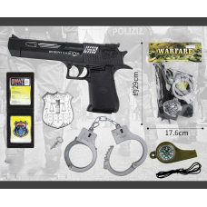 Поліцейський набір JL 111-8 (144/2) пістолет, наручники, жетон, свисток, у пакеті