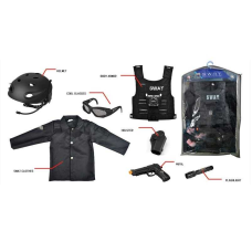 Поліцейський набір S 012 (12) сорочка, каска, бронежилет, окуляри, ліхтарик, пістолет, в чохлі