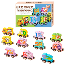 Потяг магнітний C 73218 / 42391 (54) “WToys“, дерев“яний, магнітне з“єднання, 11 вагонів, в коробці