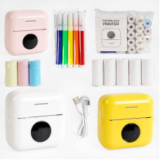 Принтер C 64259 (40) 3 кольори, чорно-білий колір друку, Bluetooth, USB-кабель, 14 рулонів термпопаперу (білий+кольоровий), інструкція, маркери, в коробці, ВИДАЄТЬСЯ ТІЛЬКИ МІКС ВИДІВ