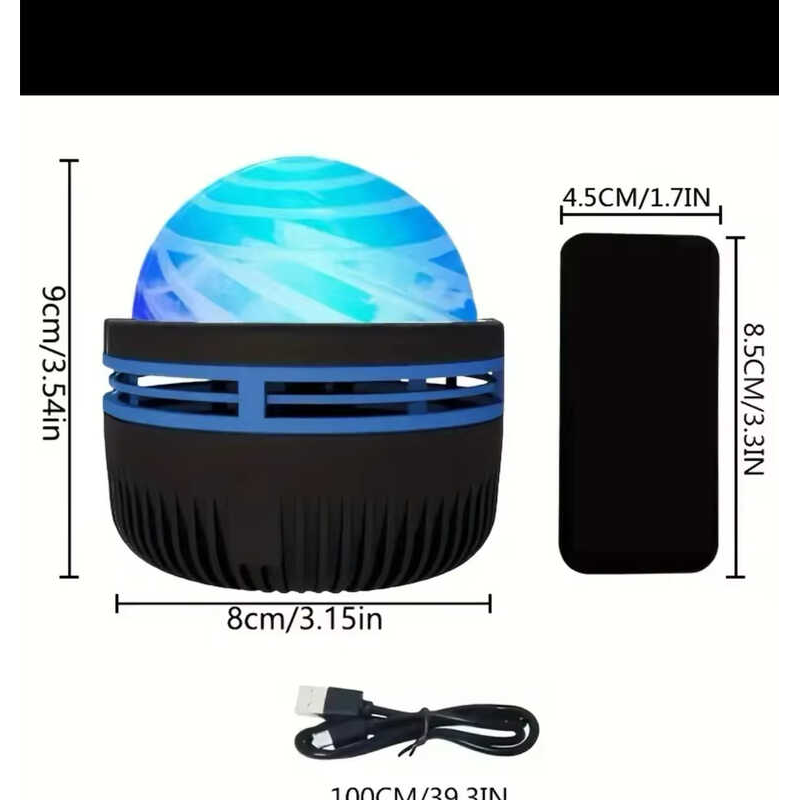 Проєктор C 70880 (100) пульт керування, працює від мережі, Type-C, 3 кольори підсвічування, 7 режимів, реагує на звуки, рухлива проекція, в коробці