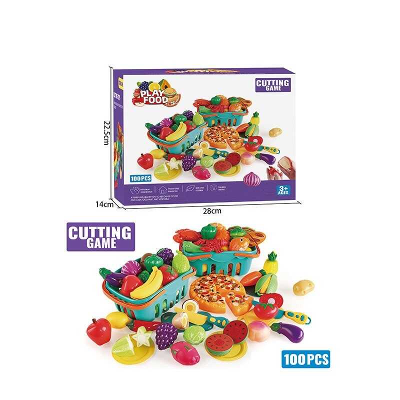 Продукти на липучках SC 100 (16) 100 елементів, 2 кошики, 4 ножі, 8 тарілок, 4 дощечки, в коробці