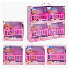 Пупс 2303 (12) 19 см, гумовий, колиска, в коробці, ЦІНА ЗА 4 ШТУКИ В БЛОЦІ