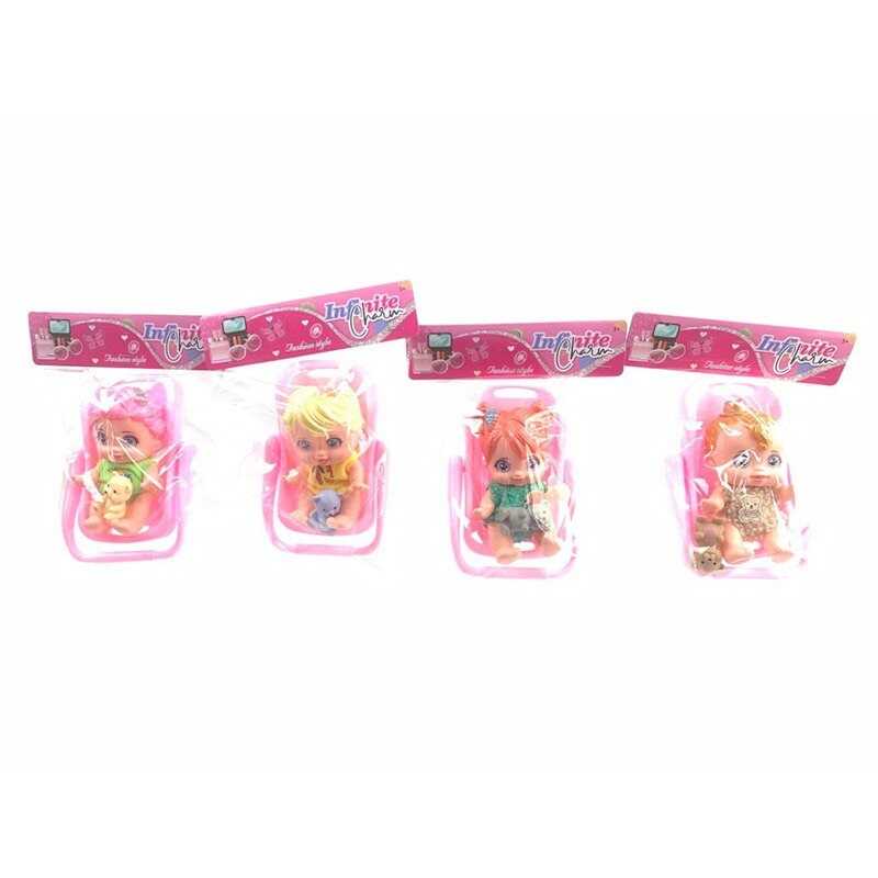 Пупс 5140 (288/2) висота 11см, гумовий, рухливі кінцівки, крісло-гойдалка, тваринка, в пакеті, ВИДАЄТЬСЯ ТІЛЬКИ МІКС ВИДІВ