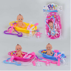 Набір лікаря 7718-3 (96/2) 3 види, з пупсом у ванні, в пакеті, ВИДАЄТЬСЯ ТІЛЬКИ МІКС ВИДІВ