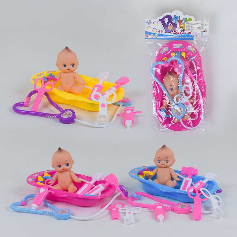 Набір лікаря 7718-3 (96/2) 3 види, з пупсом у ванні, в пакеті, ВИДАЄТЬСЯ ТІЛЬКИ МІКС ВИДІВ