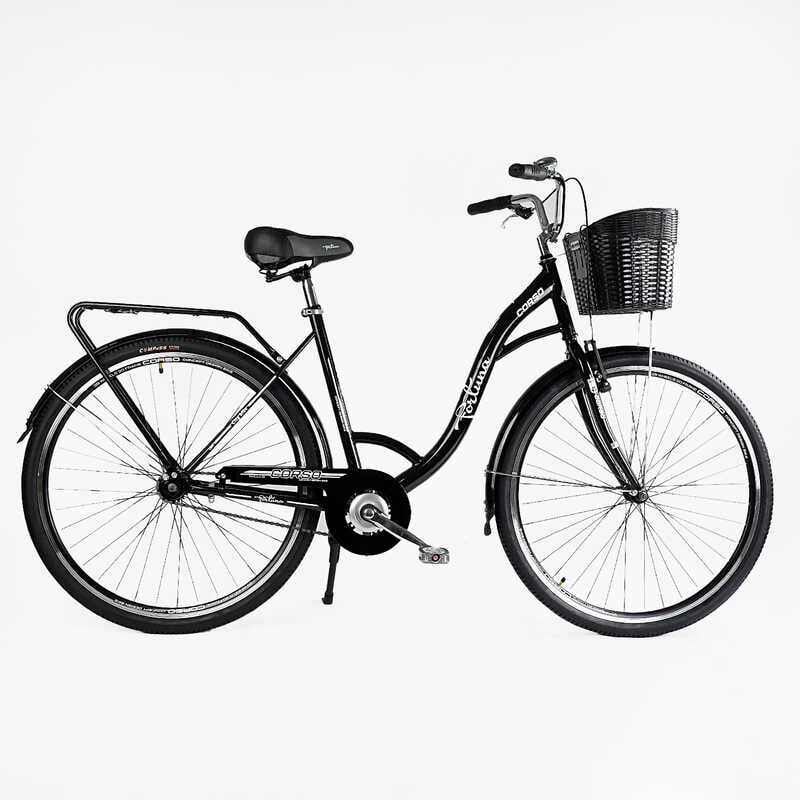 Велосипед міський Corso «FORTUNA» 28`` FR-28175 + КОШИК (1) ЧОРНИЙ, одношвидкісний, сталева рама 20``, корзина, багажник Велосипед міський Corso «FORTUNA» 28`` FR-28175 + КОШИК (1) ЧОРНИЙ, одношвидкісний, сталева рама 20``, корзина, багажник