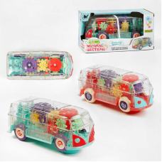 Автобус 60275 (80) “WToys“, 2 кольори, світло, звук, прозорий корпус, колесо вільного ходу, рухомі шестерні, в коробці