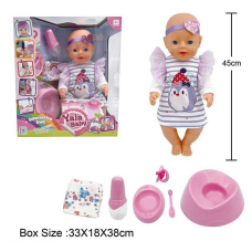 Пупс BL 242 D (12/2) п“є з пляшечки, ходить на горщик, заплющує очі, плаче сльозами, аксесуари, висота 45 см, в коробці