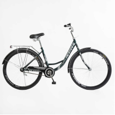 Велосипед міський Corso «Insider» 26`` SD-26108 (1) ТЕМНО-ЗЕЛЕНИЙ, одношвидкісний, сталева рама 16.5``, багажник