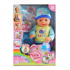 Пупс YL 1961 Y (16) п’є з пляшечки, ходить на горщик, закриває очі, пустушка, пляшечка, горщик, підгузок, висота 40 см, в коробці