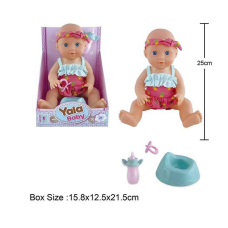 Пупс YL 2325 A-E (48) висота 25 см, горщик, пляшечка, соска, в коробці