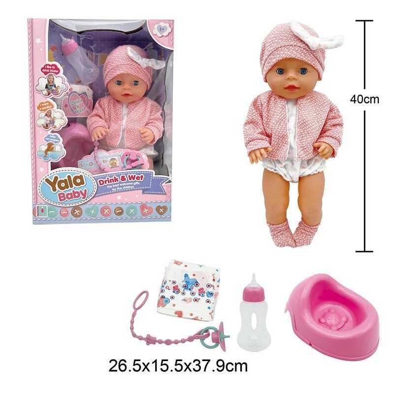 Пупс YL 2440 A-A (16) висота 40 см, заплющує очі, знімний одяг, п“є з пляшечки, ходить на горщик, аксесуари, в коробці