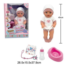 Пупс YL 2440 A-H (16) висота 40 см, заплющує очі, знімний одяг, п“є з пляшечки, ходить на горщик, аксесуари, в коробці