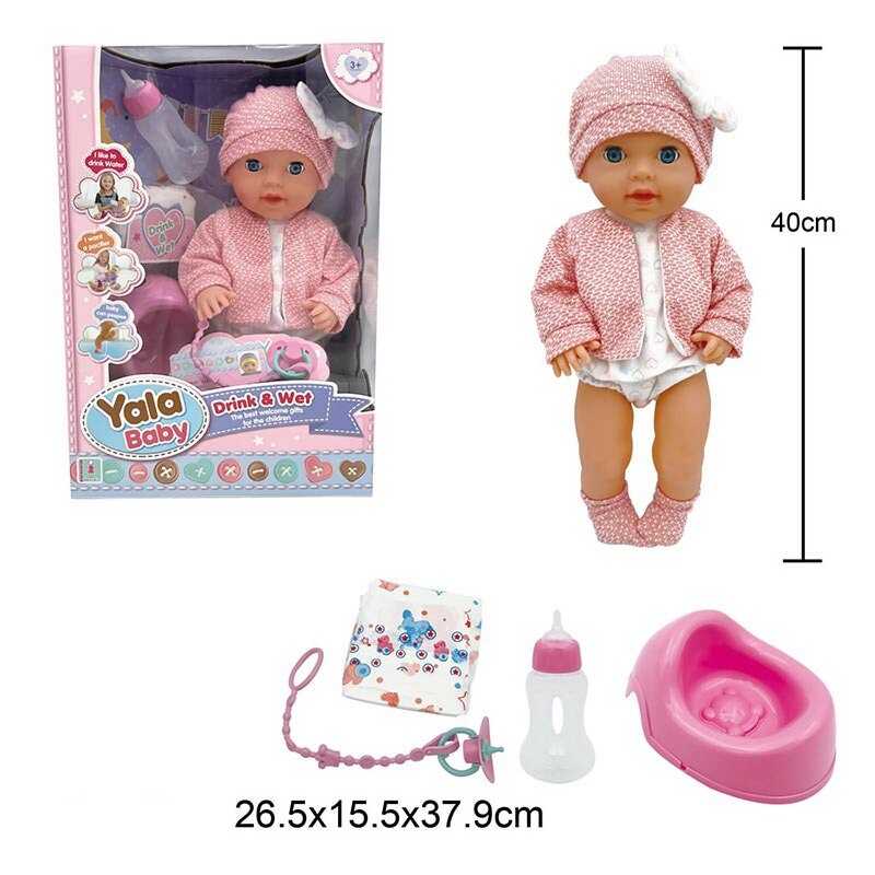 Пупс YL 2440 E-A (16) висота 40 см, заплющує очі, знімний одяг, п“є з пляшечки, ходить на горщик, аксесуари, в коробці
