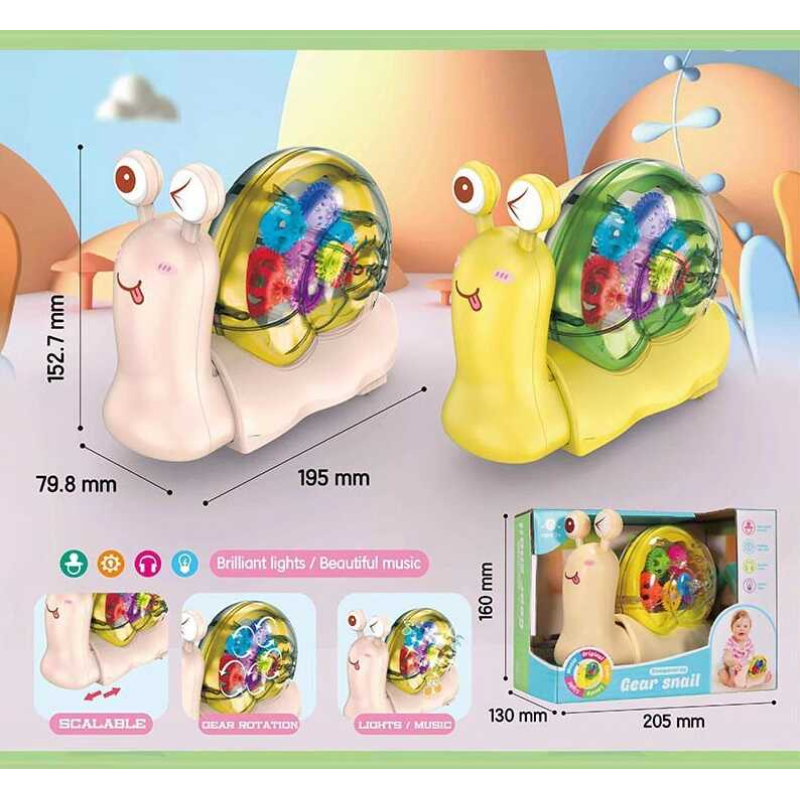 Равлик CL 201 (48/2) 2 кольори, 2 режими роботи, підсвічування, мелодія, колеса вільного ходу, рухомі шестерні, у коробці