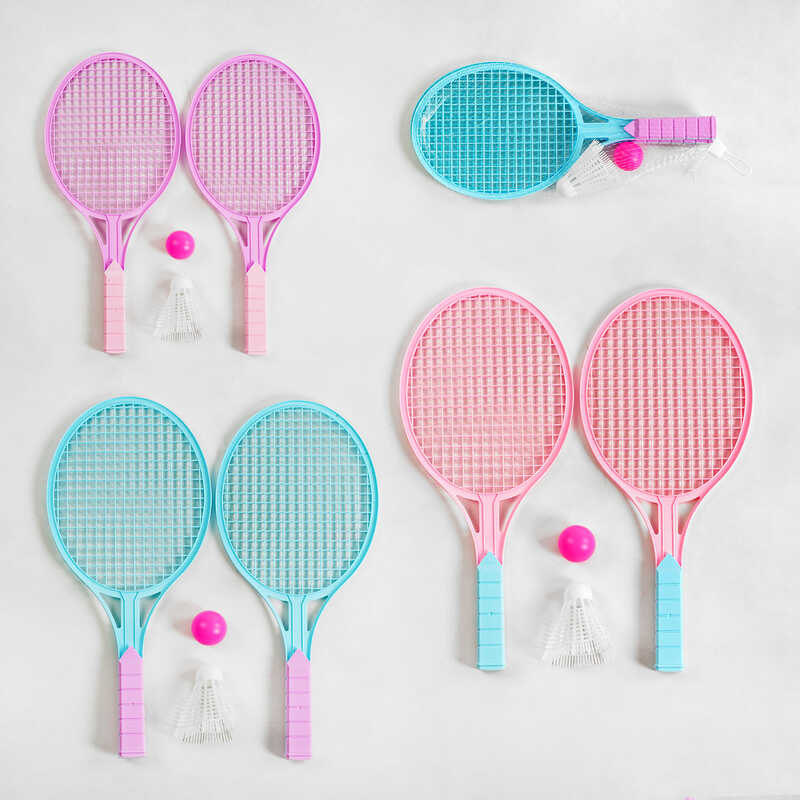 Ракетка 5001 (360) 3 кольори, 2 ракетки, м“ячик, воланчик, в сітці, ВИДАЄТЬСЯ ТІЛЬКИ МІКС ВИДІВ
