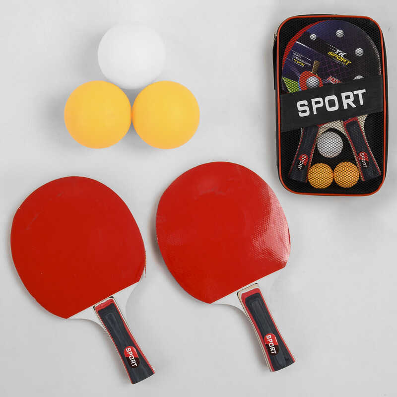 Ракетка для пінг-понгу C 44855 (50) “TK Sport“, 2 шт + 3 м“ячики, в чохлі