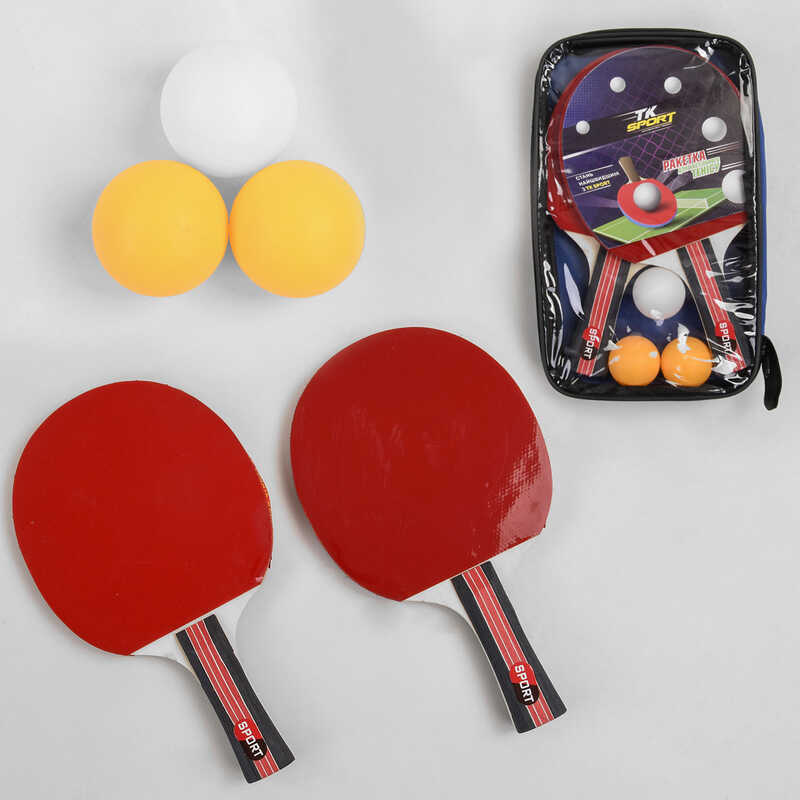 Ракетка для пінг-понгу C 44860 (50) “TK Sport“, 2 шт + 3 м“ячики, в чохлі Ракетка для пінг-понгу C 44860 (50) “TK Sport“, 2 шт + 3 м“ячики, в чохлі