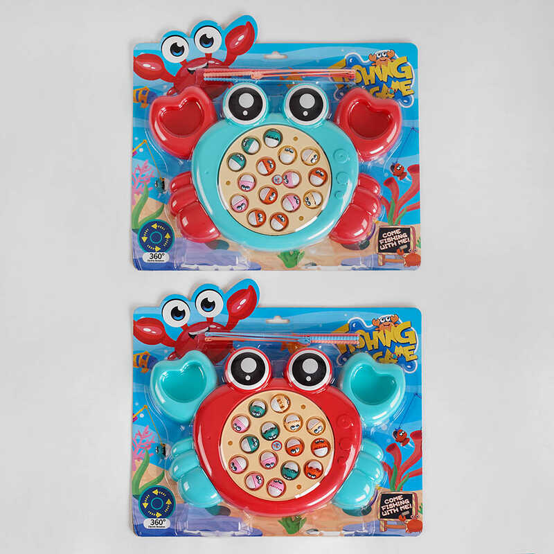 Риболовля 137-1 A (60/2) “Краб“, 2 кольори, 15 риб, 3 вудки, на батарейках, на листі