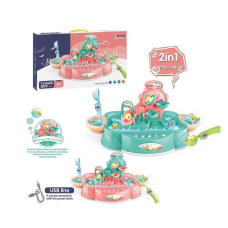 Риболовля 156-4 C (18/2) 2 кольори, звук, мелодії, історії, озвучування англійською, 6 рибок, вудка, сачок, в коробці