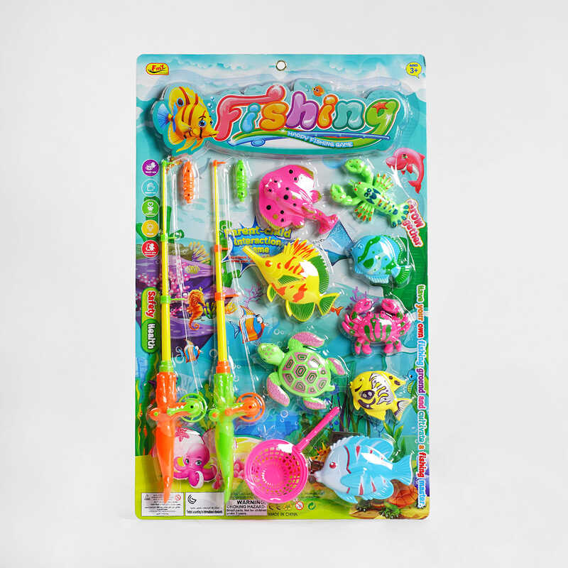 Риболовля 8003 K (40/2) 8 рибок, 2 вудки, сачок, на листі