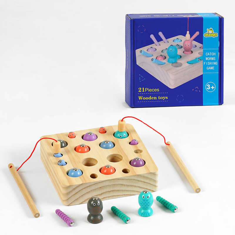 Риболовля C 60368 (60) 10 рибок, 8 хробачків, вудки з магнітами, в коробці