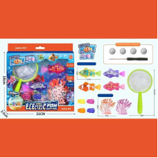 Роборибки CY 04 (96/2) 2 штуки, на батарейках, підсвічування, рухає хвостом, 8 см, корали, сачок, у корбці