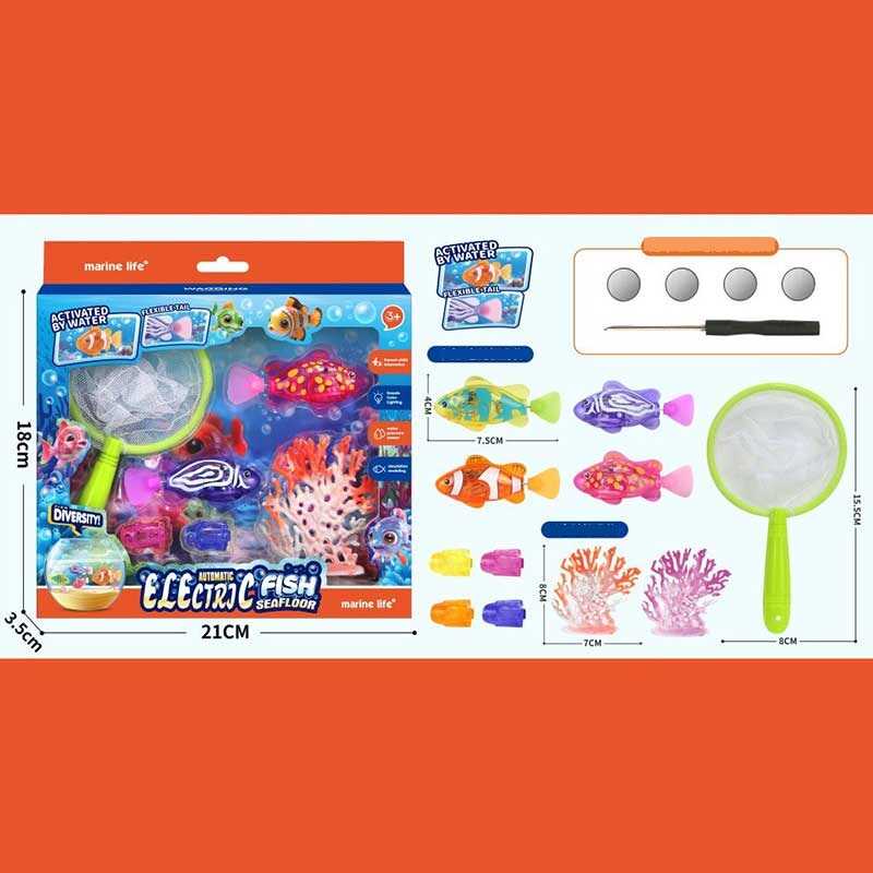 Роборибки CY 04 (96/2) 2 штуки, на батарейках, підсвічування, рухає хвостом, 8 см, корали, сачок, у корбці Роборибки CY 04 (96/2) 2 штуки, на батарейках, підсвічування, рухає хвостом, 8 см, корали, сачок, у корбці