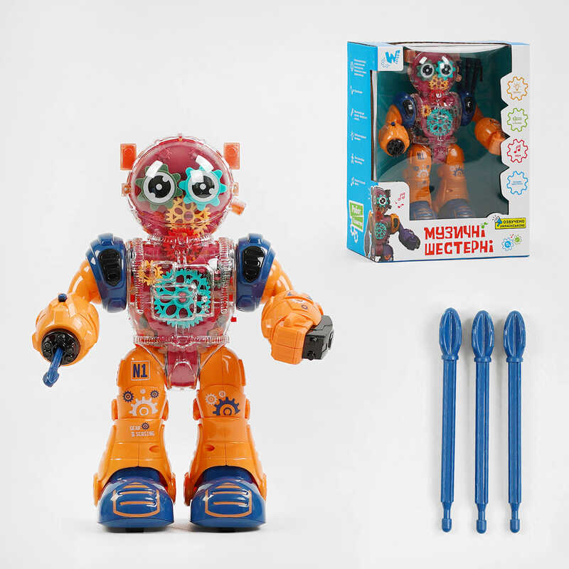 Робот 93069 (48) “WToys“, ОЗВУЧУВАННЯ УКРАЇНСЬКОЮ МОВОЮ, шестерні, звуки, підсвічування, стріляє, в коробці