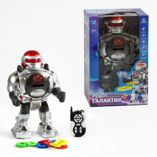 Робот Галактик на радіокеруванні 18122 (18) “WToys“, ОЗВУЧУВАННЯ УКРАЇНСЬКОЮ МОВОЮ, світло, пісні, вікторина, стріляє дисками, історії, від батарейок, в коробці