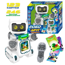 Робот-картридер на радіокеруванні “РобоДруг” 89610 (12) “WToys“, ОЗВУЧУВАННЯ УКР МОВОЮ, 123 картки, 246 зображень, казки, пісні, історії, сенсорна кнопка, у коробці
