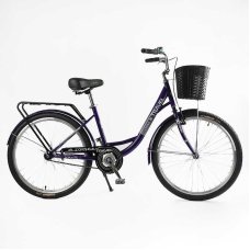 Велосипед міський Corso «TRAVEL» 26`` TL-26106 + КОШИК (1) одношвидкісний, сталева рама 16.5``, корзина, багажник