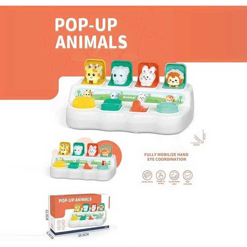 Розвивальна гра E 009-1 A (80) 4 комірки із захованими звірятами, 4 кнопки, в коробці