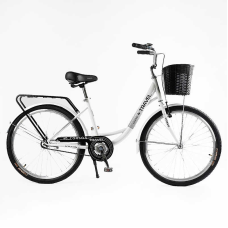 Велосипед міський Corso «TRAVEL» 26`` TL-26309 + КОШИК (1) одношвидкісний, сталева рама 16.5``, корзина, багажник