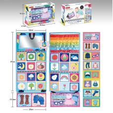 Розвиваючий плакат 66540-2 (48) “Елементи одягу“, дзеркало, прорізувач, м’яка книжка з шелестючими елементами, пискавка, в коробці