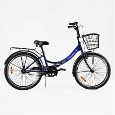 Велосипед складний Corso 24`` Advance AD-24003 (1)  + КОШИК, одношвидкісний, складна сталева рама 14``, корзина, багажник