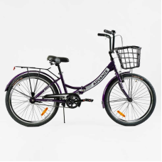 Велосипед складний Corso 24`` Advance AD-24198 (1) + КОШИК, одношвидкісний, складна сталева рама 14``, корзина, багажник