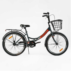 Велосипед складний Corso 24`` Advance AD-24715 (1) + КОШИК,  одношвидкісний, складна сталева рама 14``, корзина, багажник