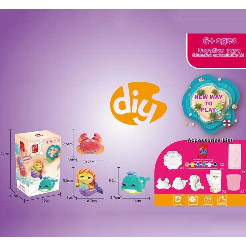 Розмальовка гіпсова 5158 (36/2) “Морські мешканці”, форми, фарби, гіпс, палітра, в коробці