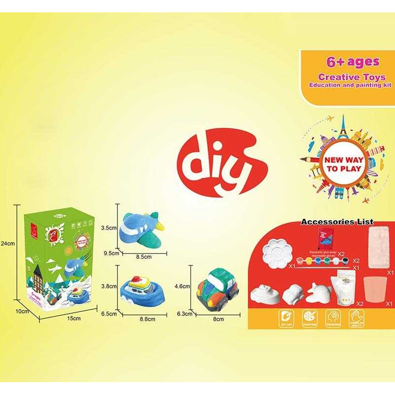 Розмальовка гіпсова 5159 (36/2) “Транспорт”, форми, фарби, гіпс, палітра, в коробці