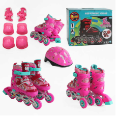 Ролики 10588-S розмір 28-31 (6) колеса PVC, устілка 17 - 19 см, ПЕРЕДНЄ КОЛЕСО СВІТЛО, d – 6.5 см, шолом - 21х17 см, захист, в коробці 