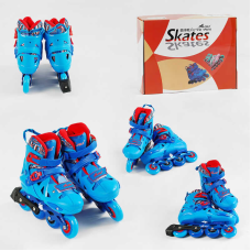 Ролики 17107-М розмір 34-37 (6) колір БЛАКИТНИЙ колеса PU, ПЕРЕДНЄ КОЛЕСО СВІТЛО, устілка 21-23 см, d колес – 6.5 см, в коробці